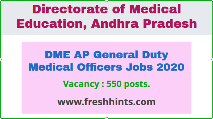 Dme Ap Gdmo Recruitment 2020 Apply Online For 550 Posts